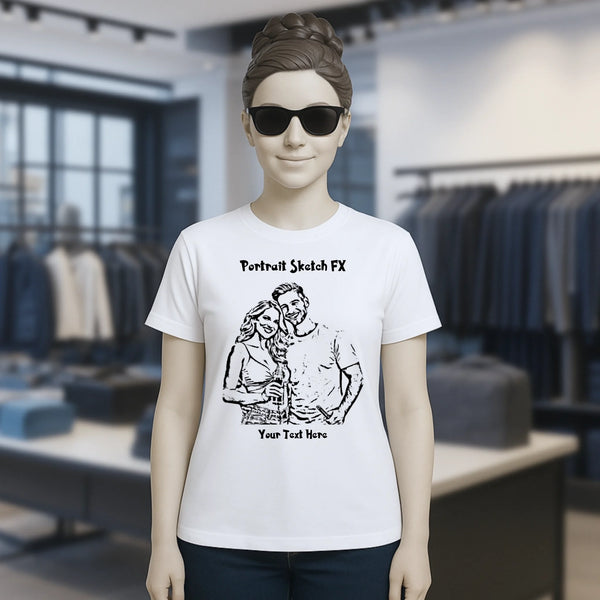 Create Your Own Photo Design 5 • Portrait Sketch FX – Personalized Unisex T-Shirt | Bella + Canvas 3001