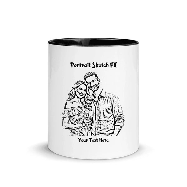 Create Your Own Photo Design 5 • Portrait Sketch FX – Personalized Color Accent Mug – 11 oz