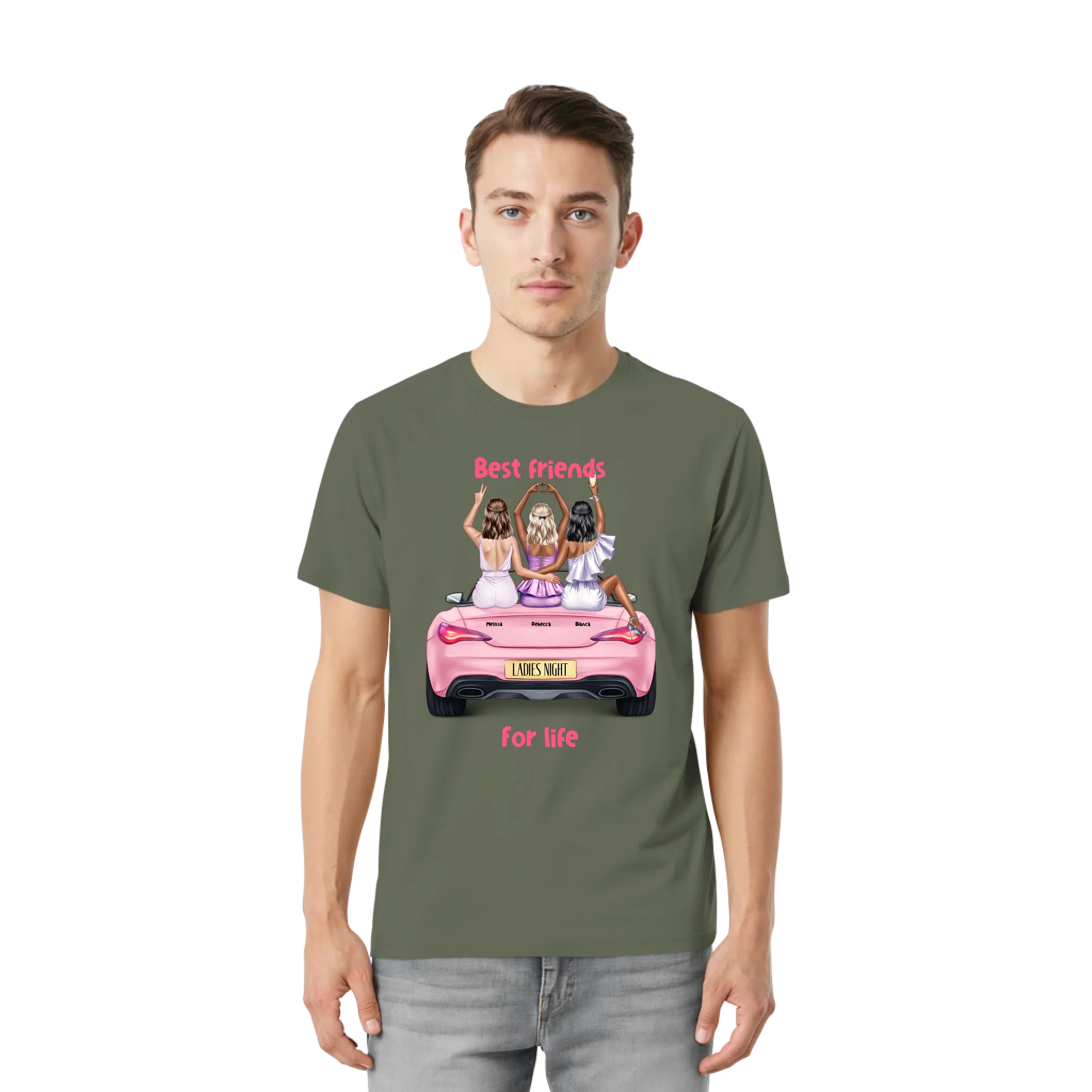 Bella + Canvas 3001 front-unisex-essential-premium-t-shirt-military-green-857-2000x