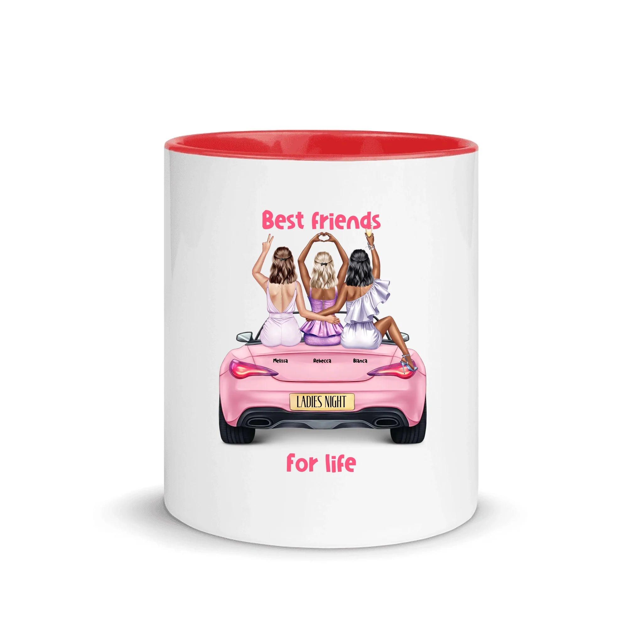 Vegas Girls (1–3 names) – Personalized Color Accent Mug – 11 oz - Custom Character Design copy