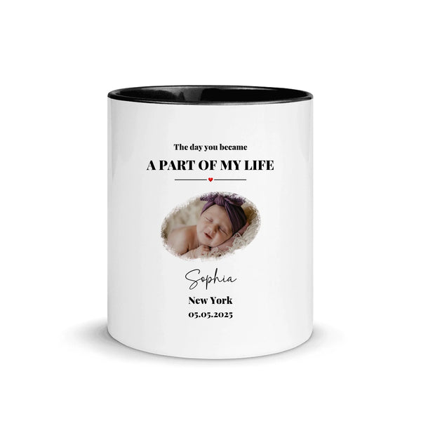 Create Your Own Photo Design 9 – Personalized Color Accent Mug – 11 oz • Baby, Newborn, Parents, Couple