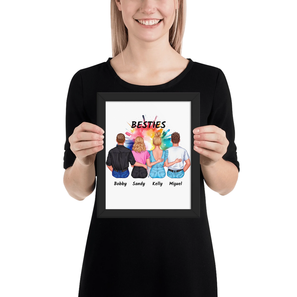Friends & Couples (2-4 People) – Personalized Wall Art (Poster or Framed) • Museum-Quality Print - Custom Character Design