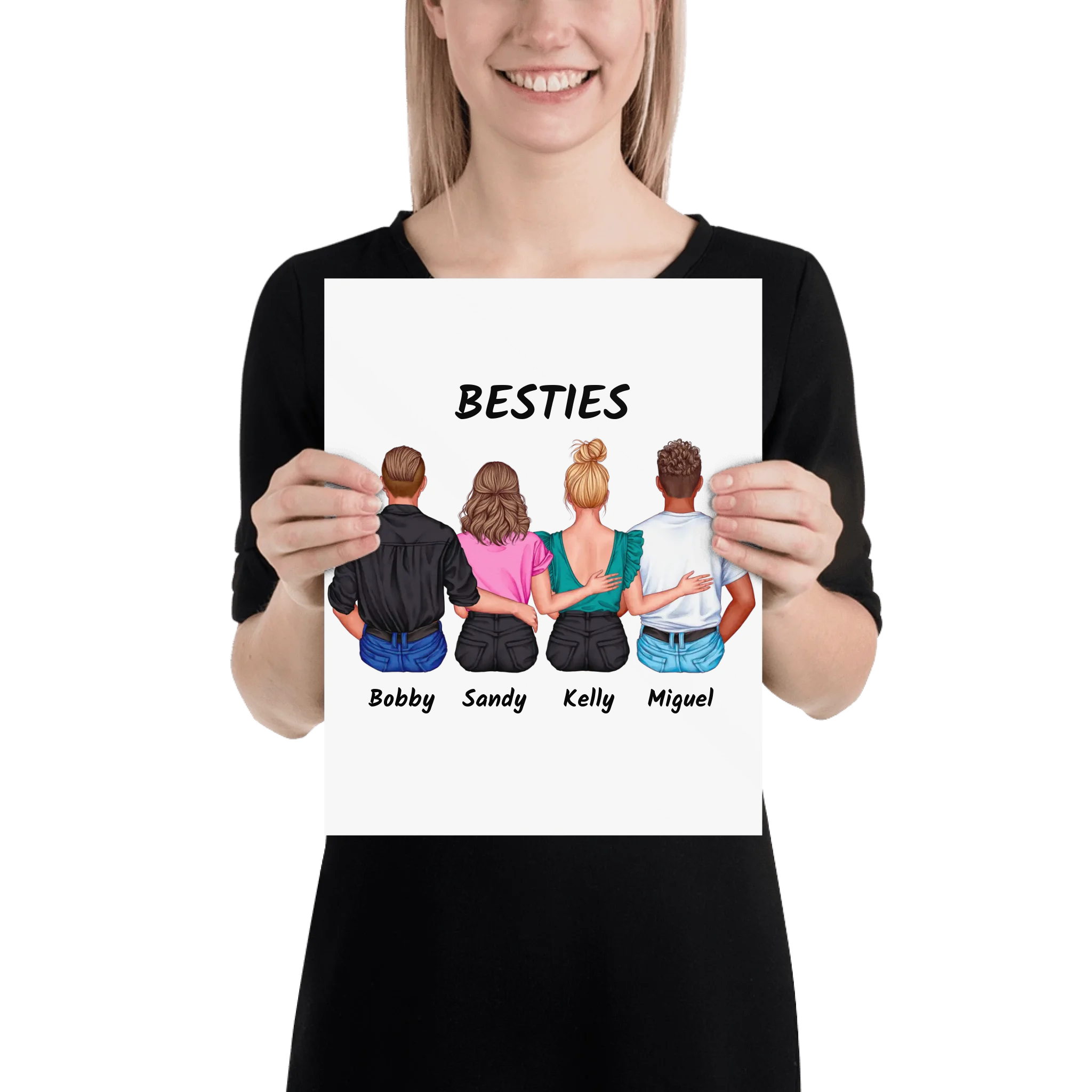 Friends & Couples (2-4 People) – Personalized Wall Art (Poster or Framed) • Museum-Quality Print - Custom Character Design