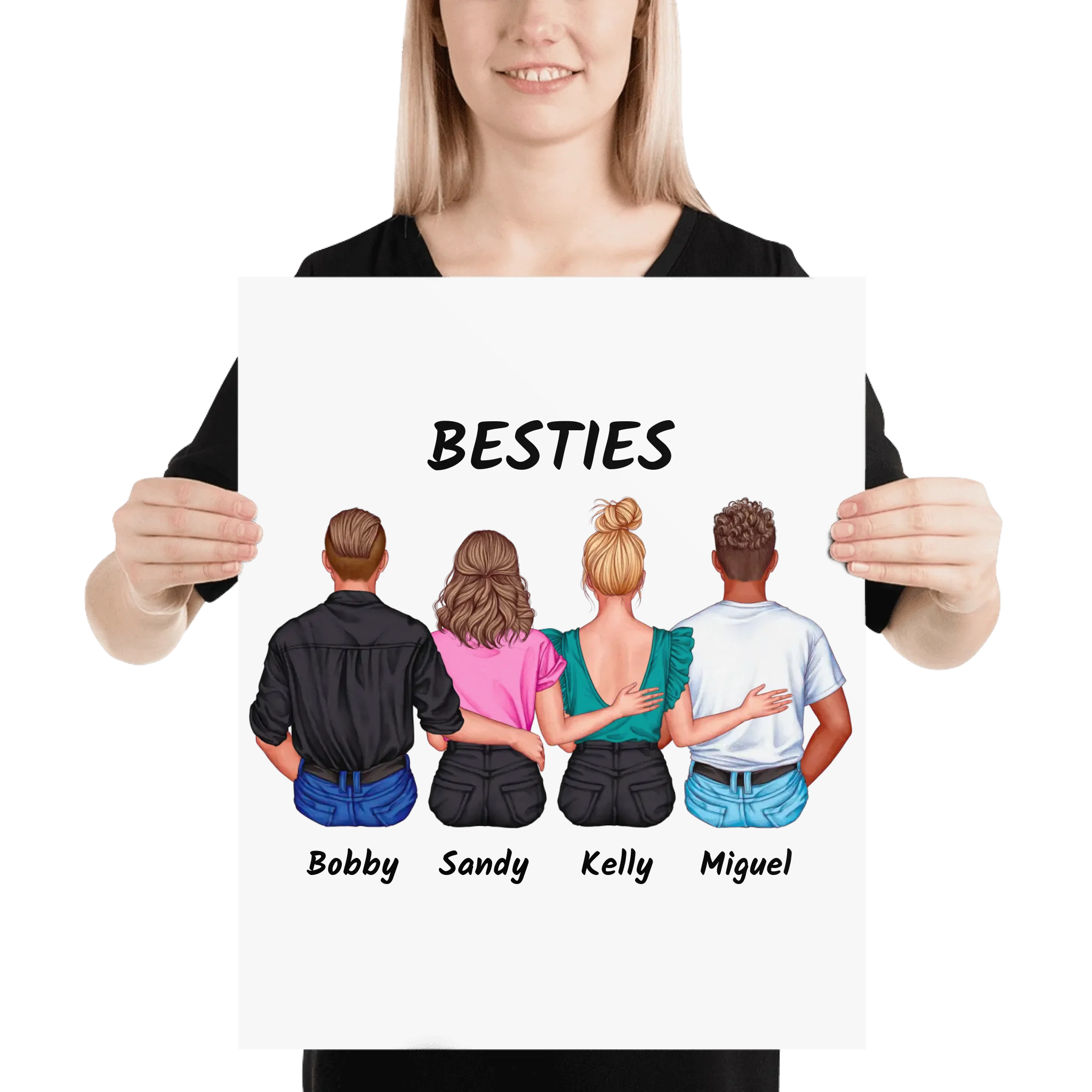 Friends & Couples (2-4 People) – Personalized Wall Art (Poster or Framed) • Museum-Quality Print - Custom Character Design