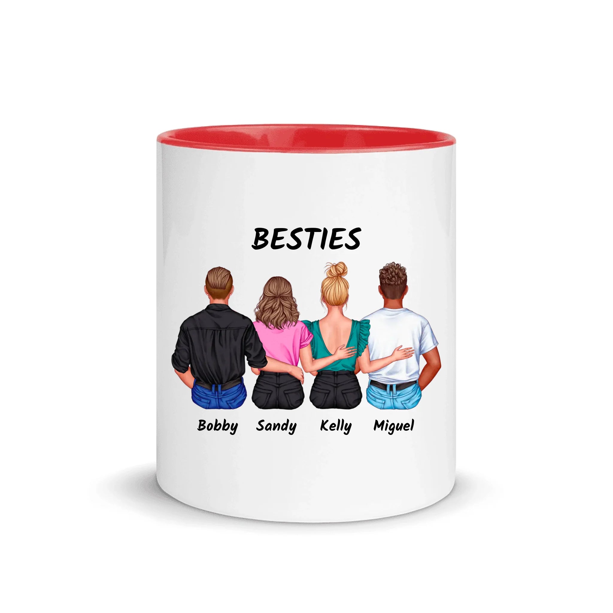 Friends & Couples (2-4 People) – Personalized Color Accent Mug – 11 oz • Custom Character Design