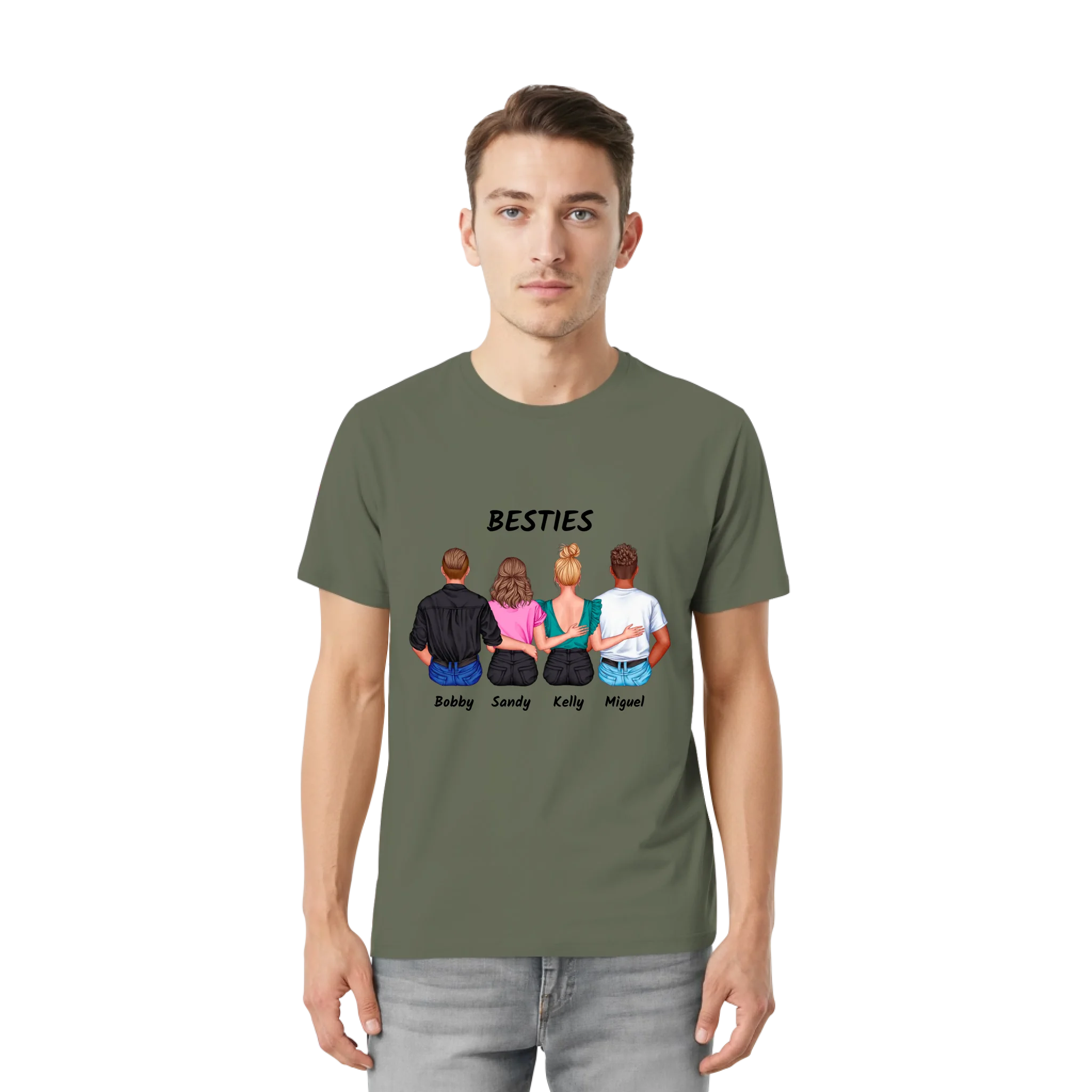 Bella + Canvas 3001 front-unisex-essential-premium-t-shirt-military-green-857-2000x