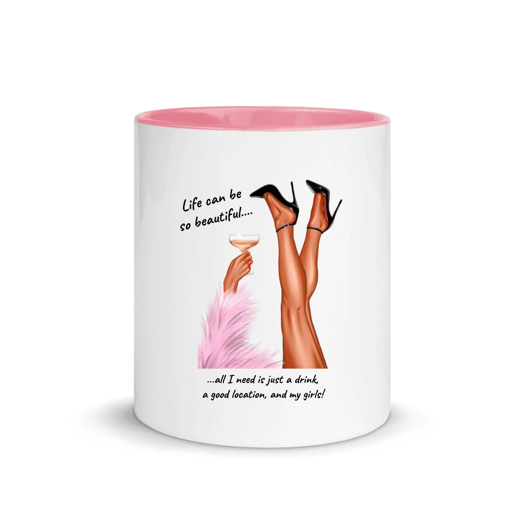 Party Legs (3 Skin Tones) – Personalized Color Accent Mug – 11 oz • Custom Character Design