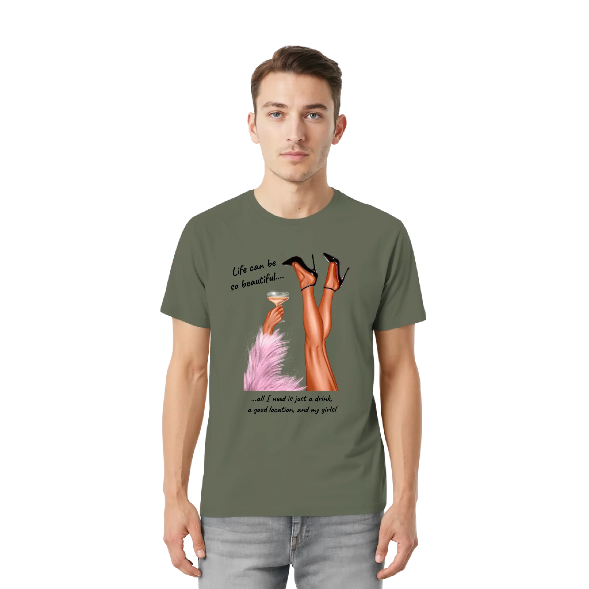 Bella + Canvas 3001 front-unisex-essential-premium-t-shirt-military-green-857-2000x