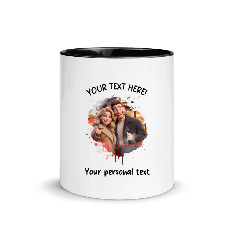 One-Click AI Cartoon Effect 1 Splash – Upload Your Photo - Personalized Color Accent Mug – 11 oz