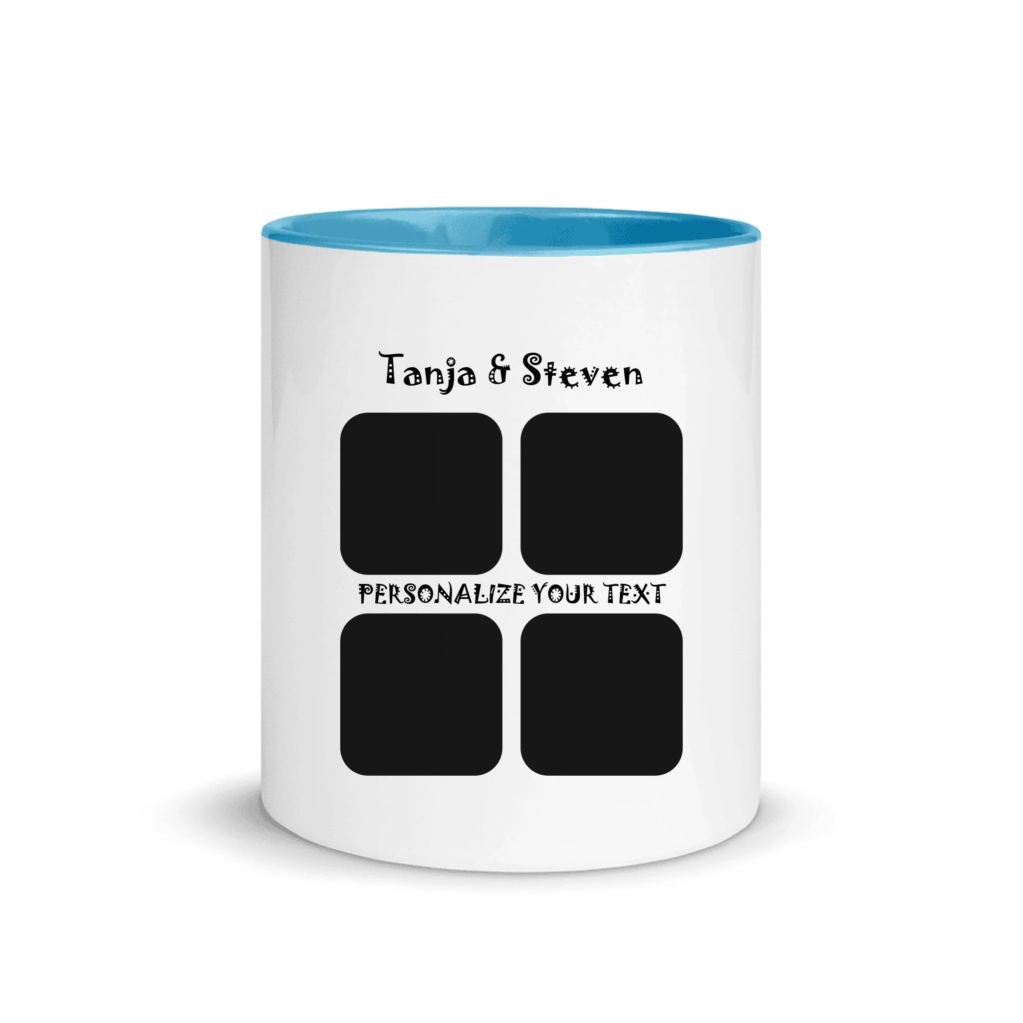 Create Your Own Photo Design 4 – Personalized Color Accent Mug – 11 oz - 4 Photo-Collage