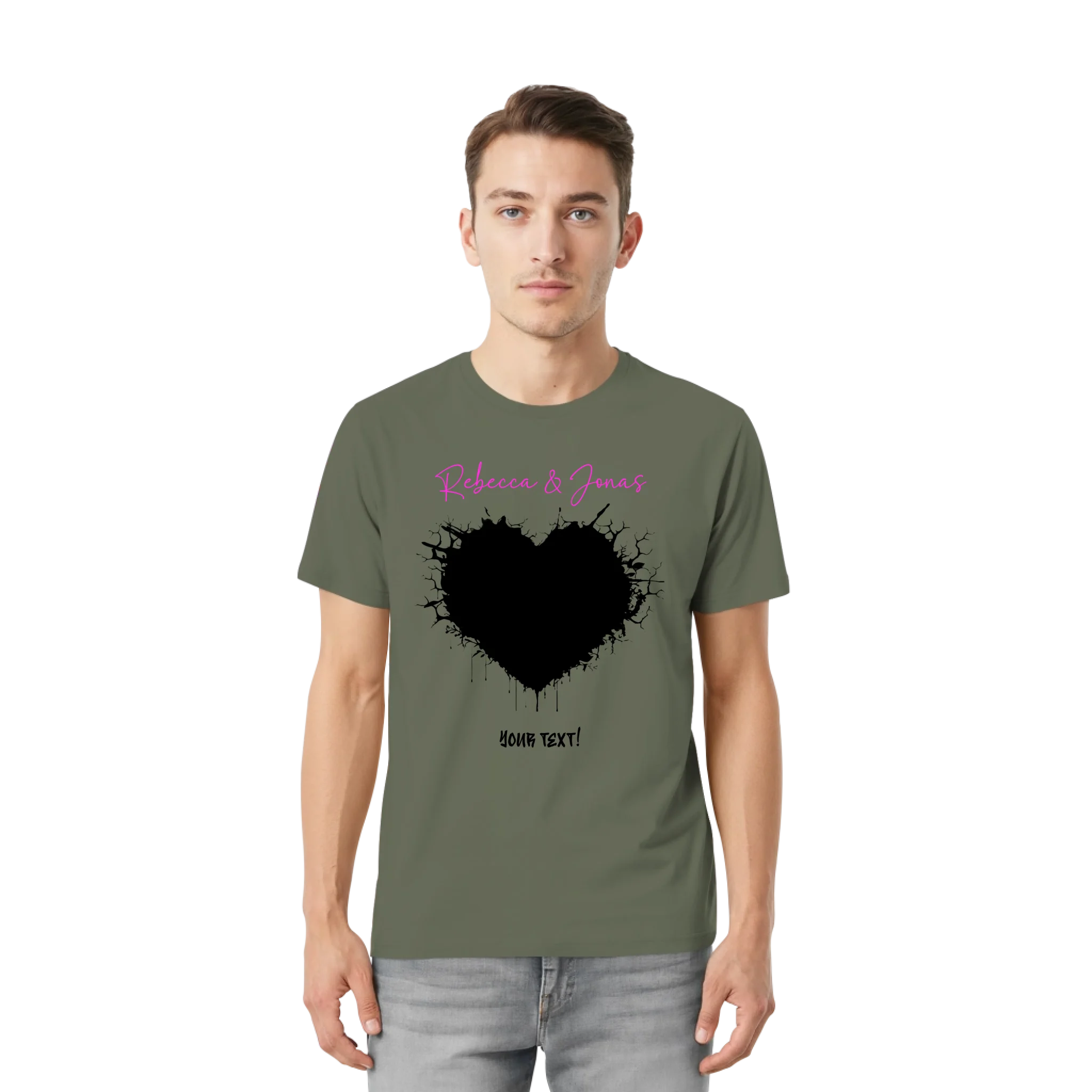 Bella + Canvas 3001 front-unisex-essential-premium-t-shirt-military-green-857-2000x